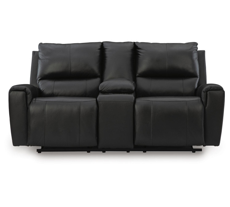 Danemere Reclining Loveseat with Console - Black