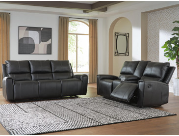 Danemere Sofa and Loveseat - Black