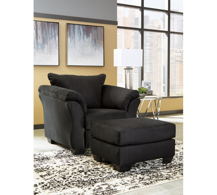Darcy Chair and Ottoman - Black