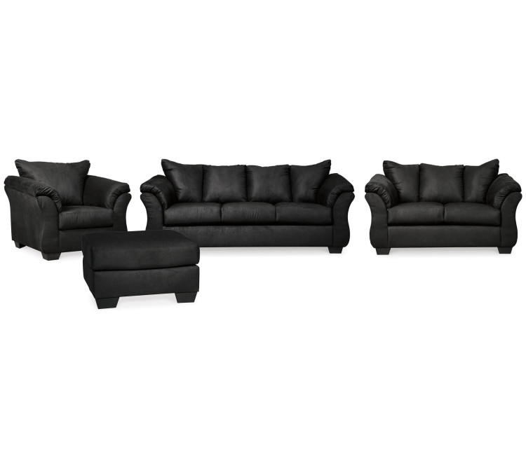 Darcy Sofa, Loveseat, Chair and Ottoman - Black