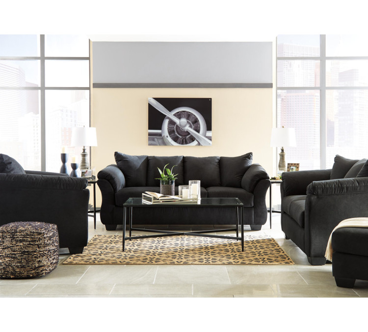 Darcy Sofa, Loveseat, Chair and Ottoman - Black
