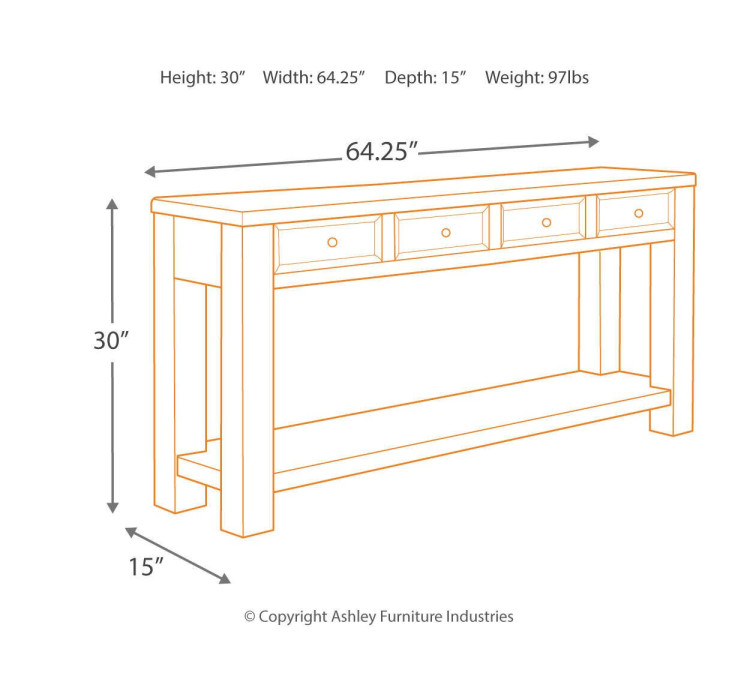 Gavelston Sofa/Console Table - Black