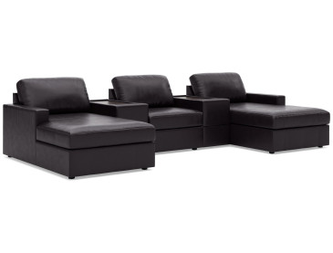 Modmax II 5-Piece Double Chaise Sectional with Storage Consoles - Black