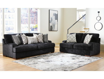 Whitmore Manor Sofa and Loveseat - Black Pearl