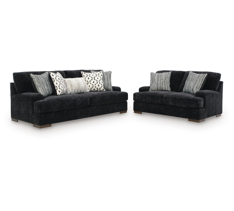 Whitmore Manor Sofa and Loveseat - Black Pearl