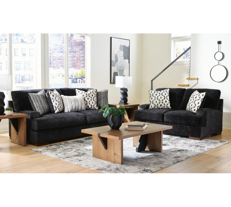 Whitmore Manor Sofa and Loveseat - Black Pearl