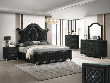 CAMEO PANEL BEDROOM GROUP - QUEEN / Black