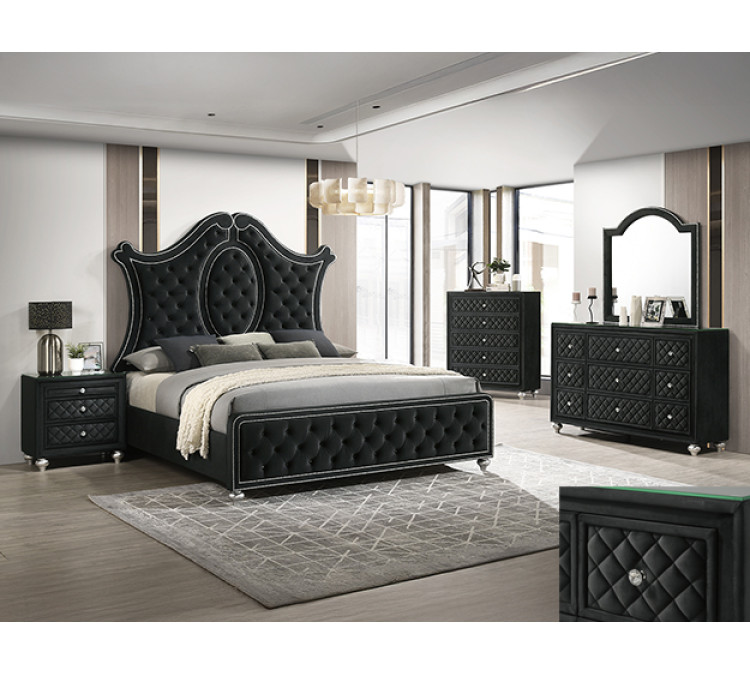 CAMEO PANEL BEDROOM GROUP - QUEEN / Black