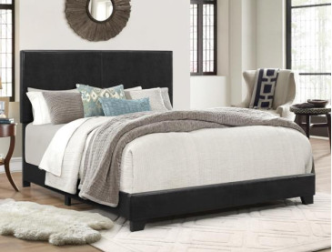 ERIN COMPLETE BED PU - QUEEN / Black