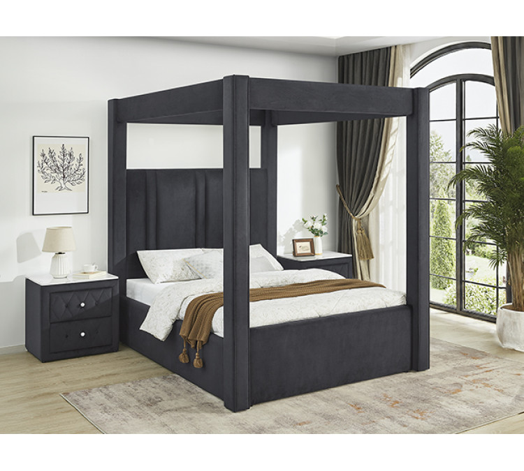JAYLA CANOPY BED - QUEEN / Black