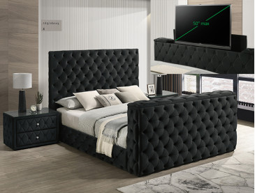 JOSEPHINE BED W/ TV LIFT - QUEEN / Black