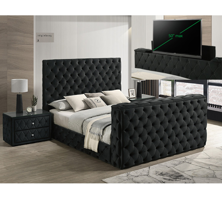 JOSEPHINE BED W/ TV LIFT - QUEEN / Black