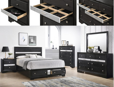 REGATA BEDROOM GROUP - QUEEN / Black