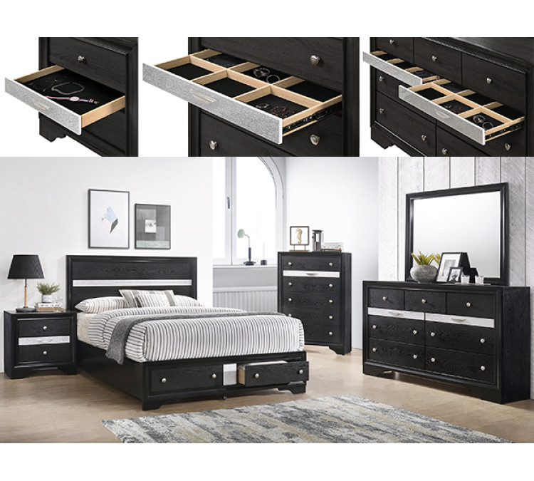 REGATA BEDROOM GROUP - QUEEN / Black
