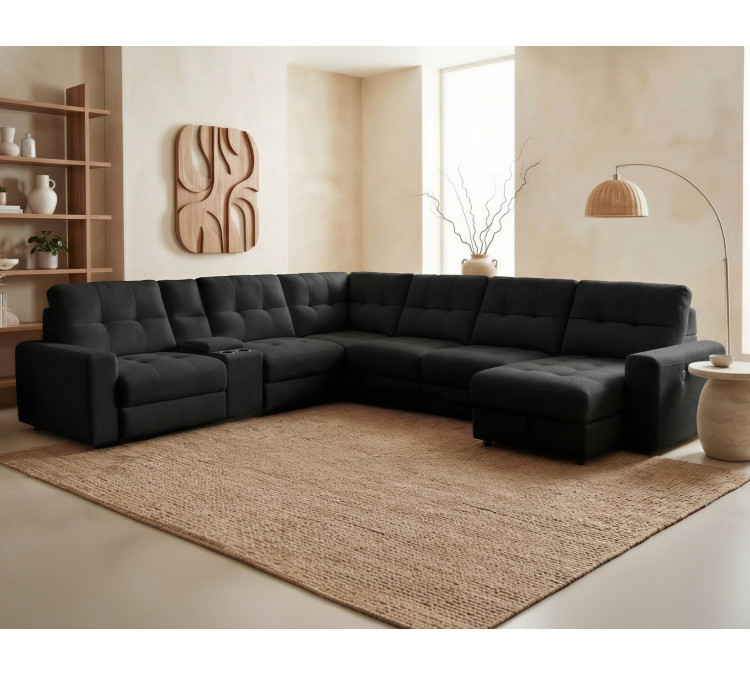 Snyder 7/Piece Slider Sectional - Black