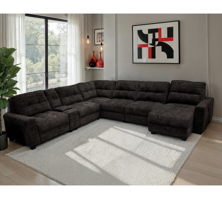 Snyder 7/Piece Slider Sectional - Black