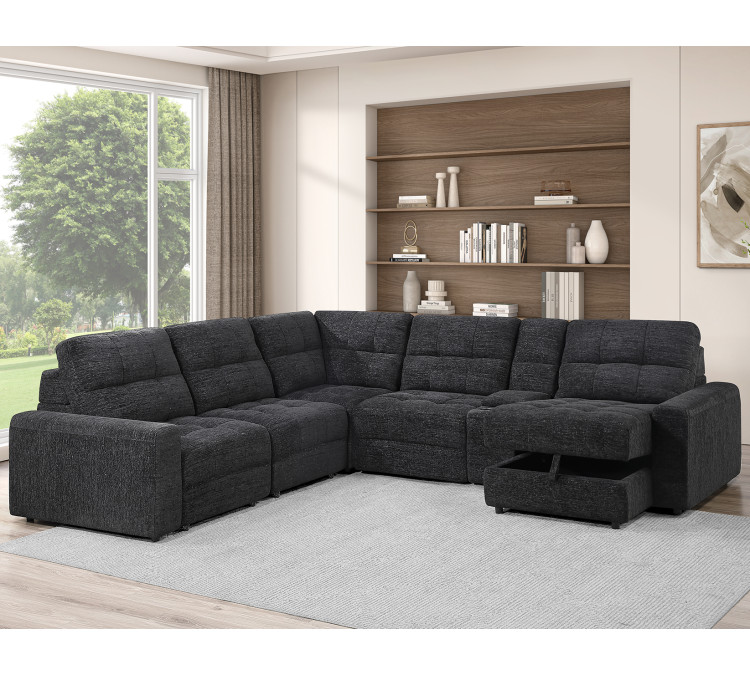Snyder 7/Piece Slider Sectional - Black