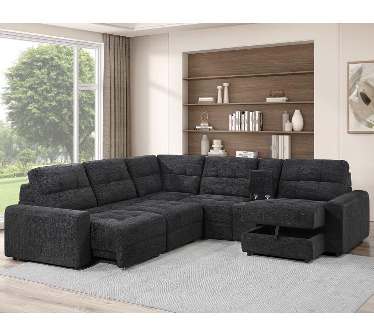Snyder 7/Piece Slider Sectional - Black