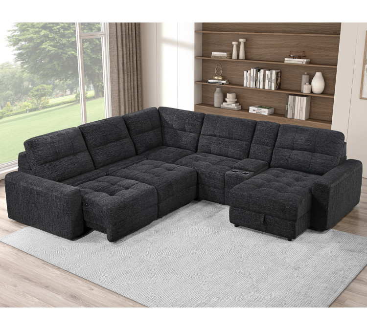 Snyder 7/Piece Slider Sectional - Black