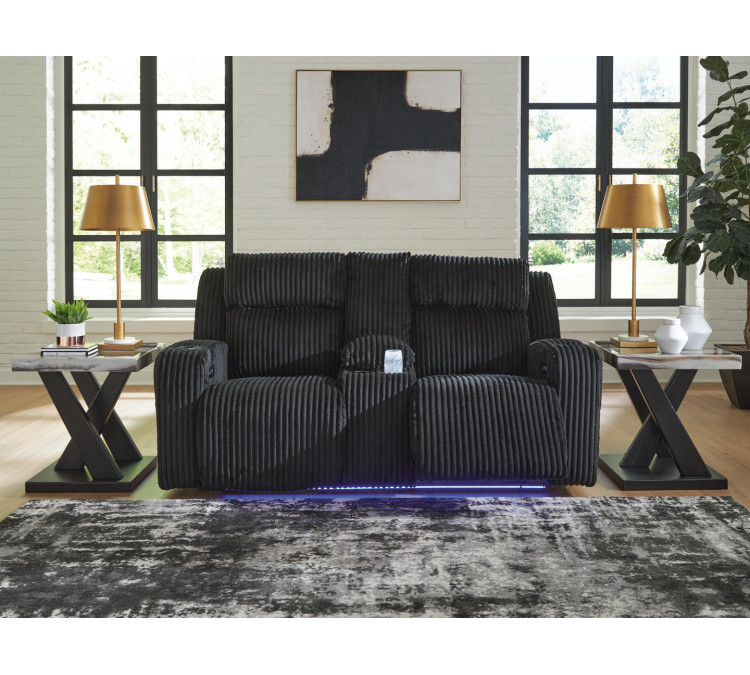 TwinBrooke Power Reclining Loveseat with Console - Black
