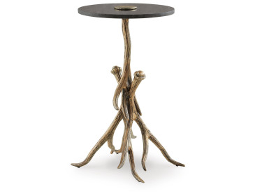 Lemkins Accent Table - Black/Antique Gold Finish
