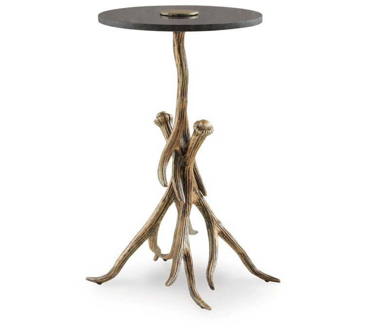 Lemkins Accent Table - Black/Antique Gold Finish