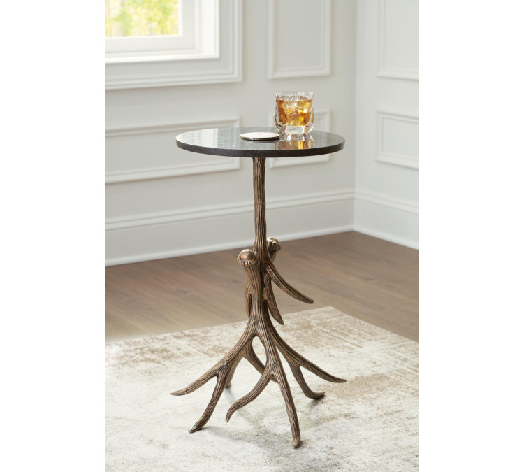 Lemkins Accent Table - Black/Antique Gold Finish