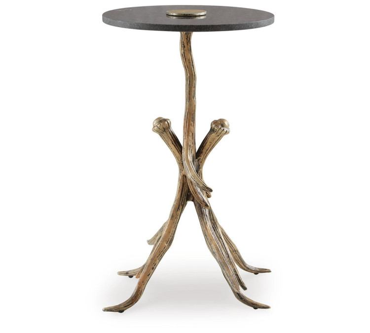 Lemkins Accent Table - Black/Antique Gold Finish