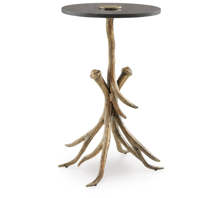 Lemkins Accent Table - Black/Antique Gold Finish