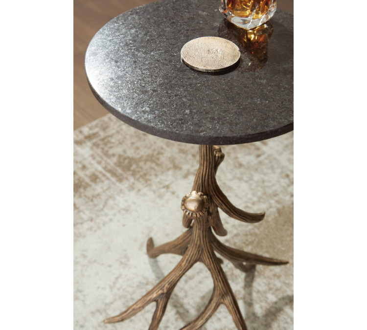 Lemkins Accent Table - Black/Antique Gold Finish