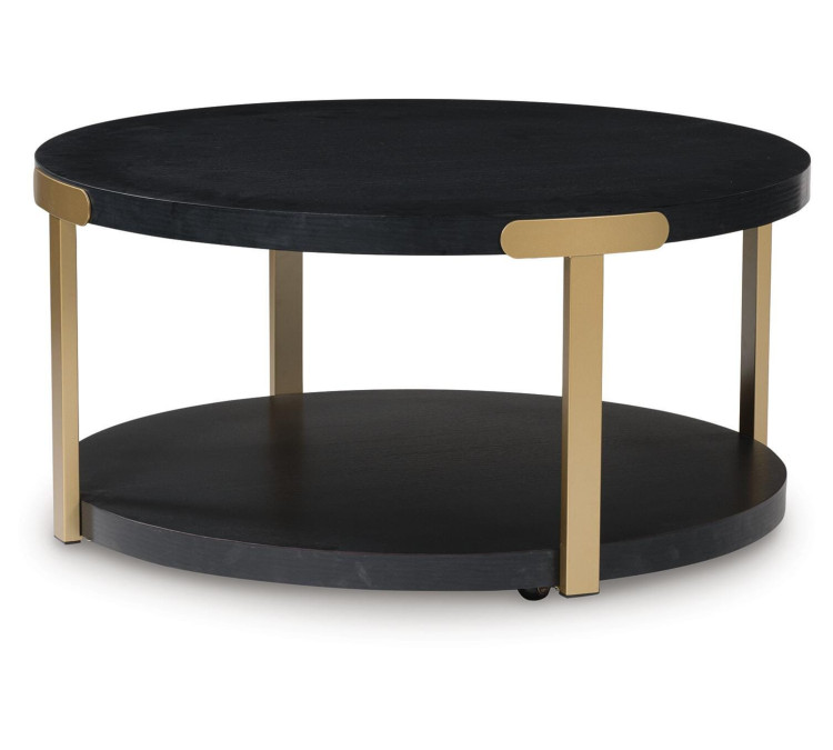 Shylore Table (Set of 3) - Black/Brass Finish