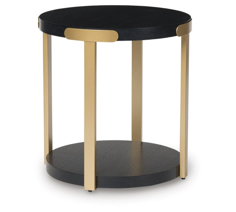 Shylore Table (Set of 3) - Black/Brass Finish