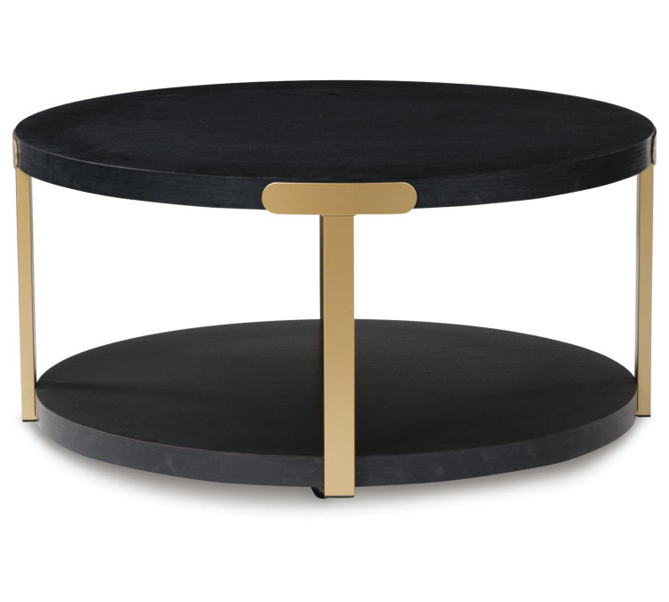 Shylore Table (Set of 3) - Black/Brass Finish