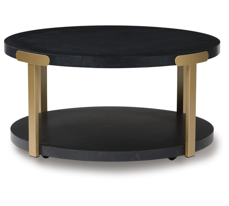 Shylore Table (Set of 3) - Black/Brass Finish
