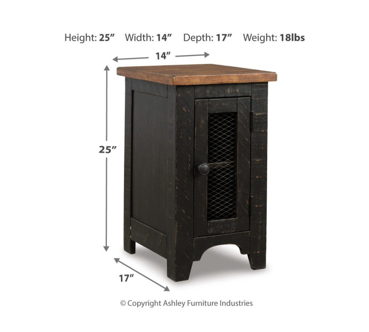 Valebeck Chairside End Table - Black/Brown