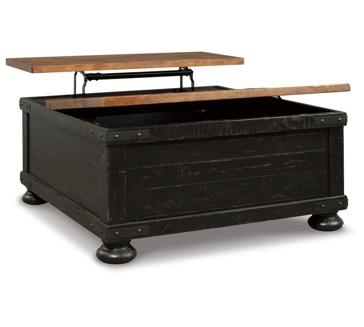 Valebeck Coffee Table with Lift Top - Black/Brown