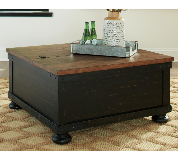 Valebeck Coffee Table with Lift Top - Black/Brown