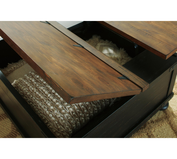 Valebeck Coffee Table with Lift Top - Black/Brown