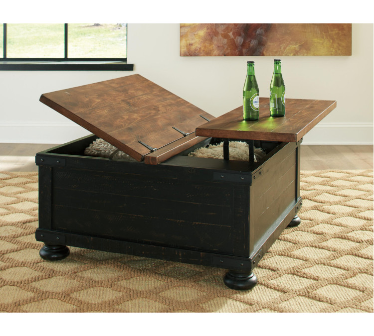Valebeck Coffee Table with Lift Top - Black/Brown
