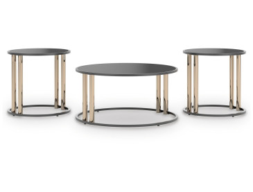 Hannerly Table (Set of 3) - Black/Gold Finish