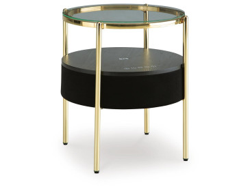 Nedman Accent Table with Speaker - Black/Gold Finish