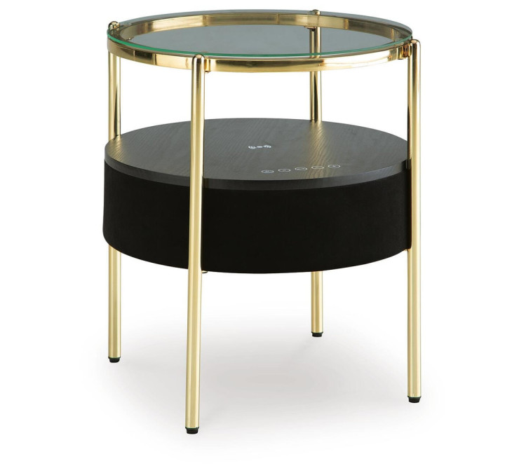 Nedman Accent Table with Speaker - Black/Gold Finish