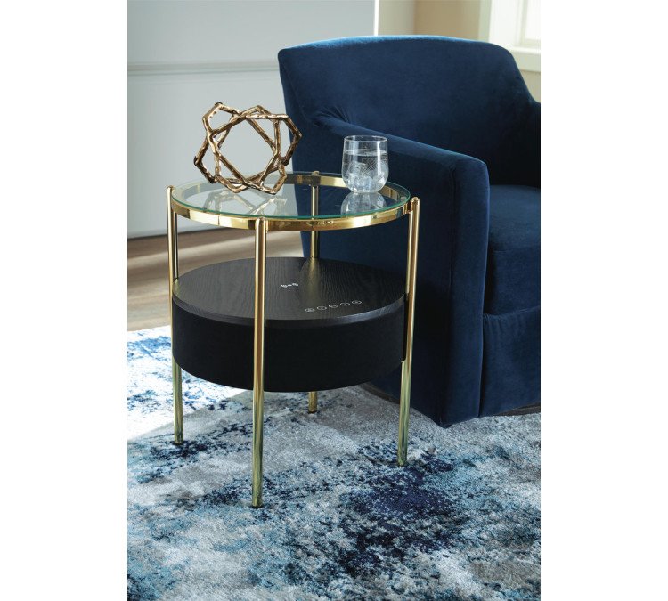 Nedman Accent Table with Speaker - Black/Gold Finish