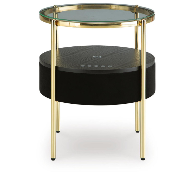 Nedman Accent Table with Speaker - Black/Gold Finish