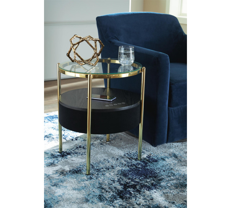 Nedman Accent Table with Speaker - Black/Gold Finish