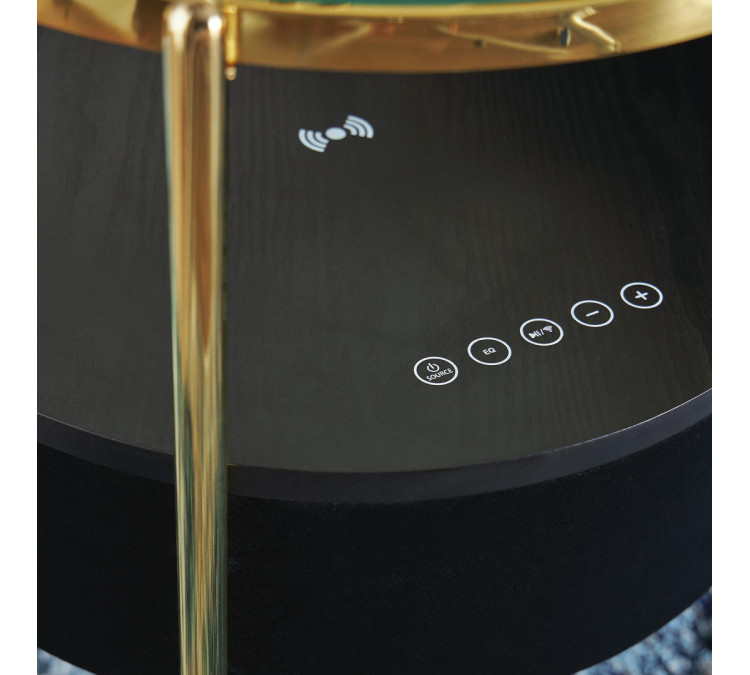 Nedman Accent Table with Speaker - Black/Gold Finish