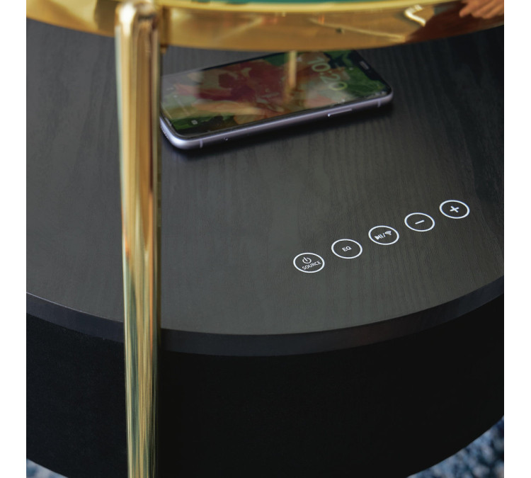 Nedman Accent Table with Speaker - Black/Gold Finish
