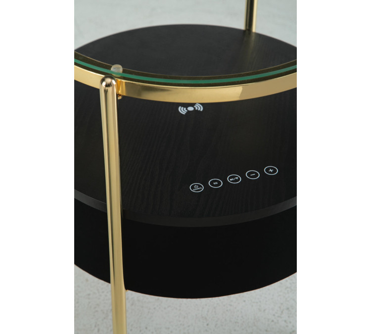 Nedman Accent Table with Speaker - Black/Gold Finish