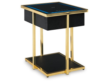 Rexwell Accent Table with Speaker - Black/Gold Finish