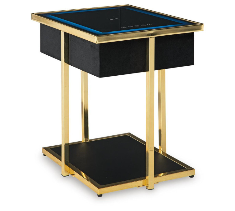 Rexwell Accent Table with Speaker - Black/Gold Finish